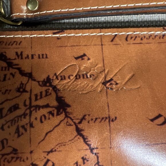 Patricia Nash NWT St Croce Map Print Leather Wristlet Wallet Bag Riot Rust 9.5” - Picture 2 of 8